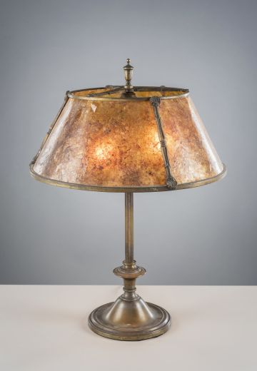 Bronze Table Lamp w/Amber Mica Lampshade