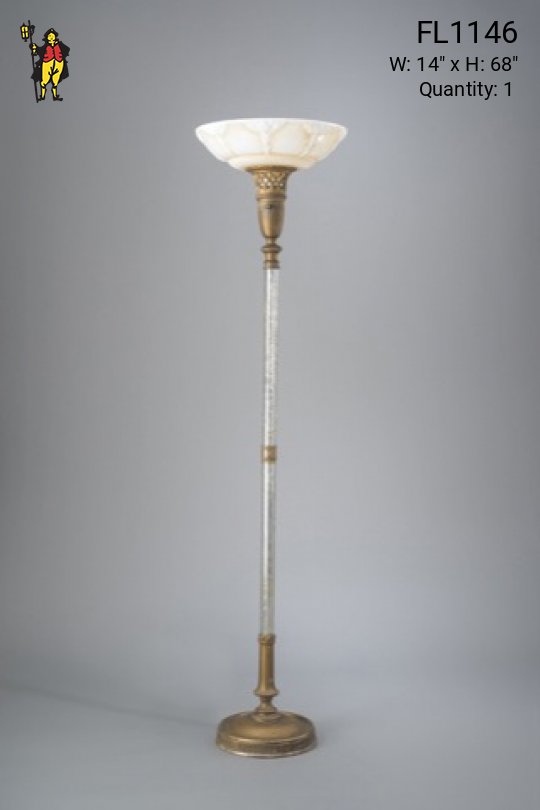 Torchere Floorlamp w/Nugold Glass Shade