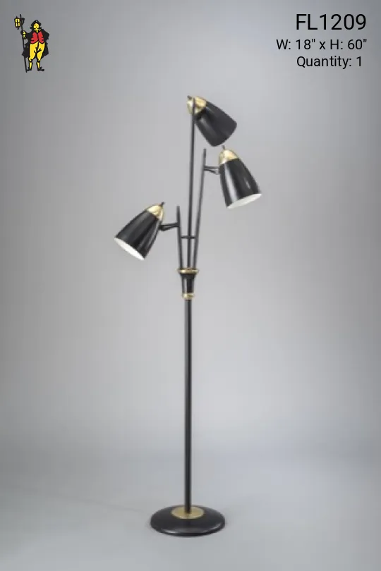 Black & Brass Mid-Century Floorlamp