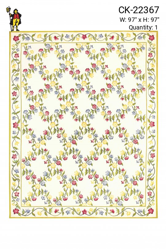 Off White Floral Needlepoint Area Rug (8' 2" Round)