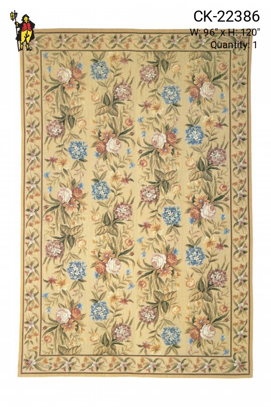 Floral Traditional Bordered Needlepoint Area Rug (8' x 10')