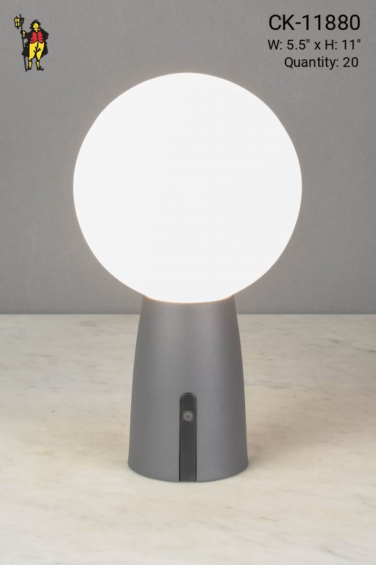 Gray Contemporary Battery Operated Cafe Table Lamp (LED & Dimmable)