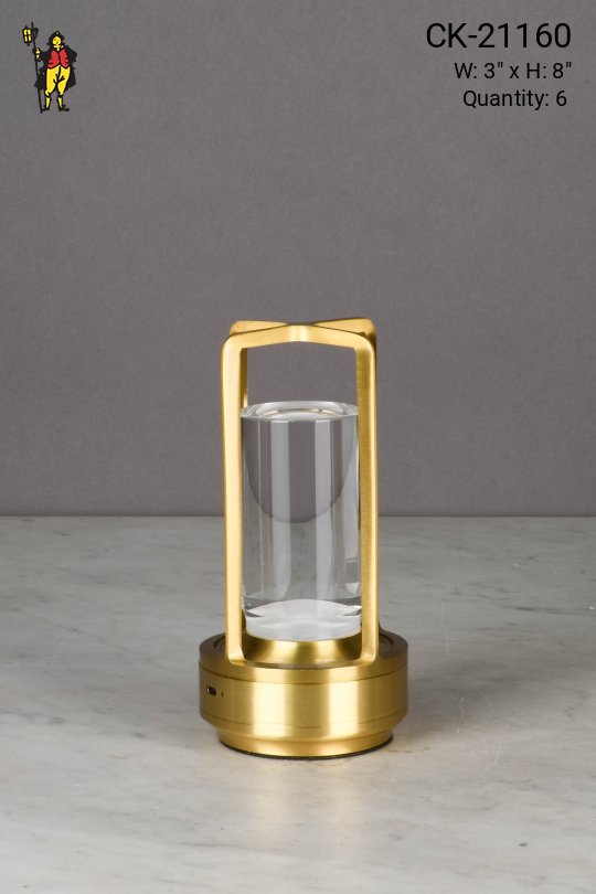 Brass Battery Operated/LED Modern Cafe Table Lamp