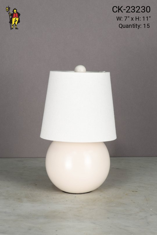 Off White Plug In Cafe Table Lamp w/White Fabric Shade