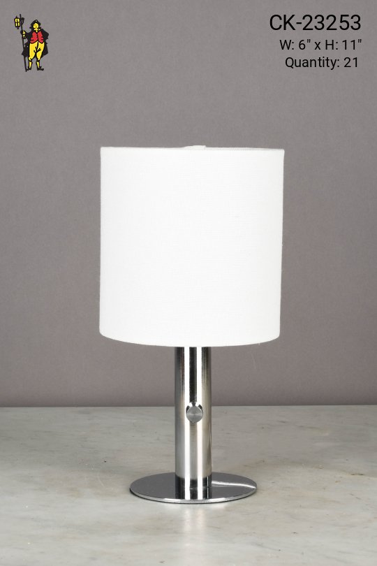 Nickel Battery Operated/LED Fabric Shaded Cafe Table Lamp
