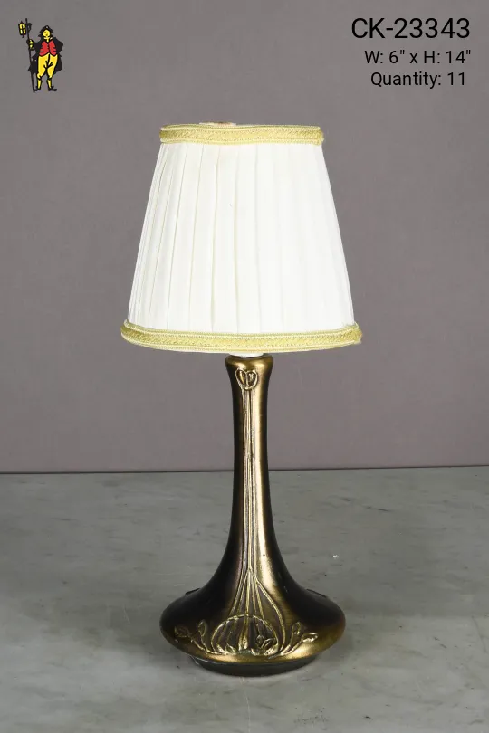 Floral Antique Brass Plug In Cafe Table Lamp