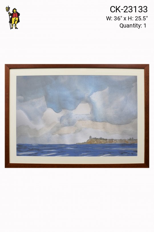 Cleared & Black Framed Seascape Watercolor