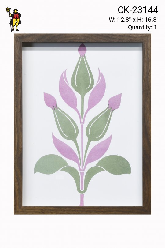 Framed Mid Century Art Nouveau Floral Design