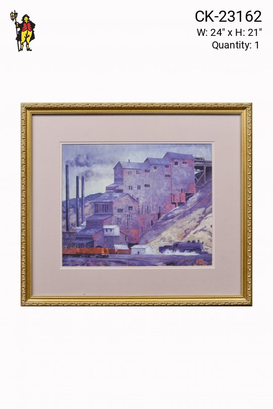 Cleared & Framed Industrial Watercolor Scene