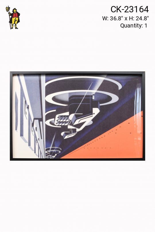 Cleared & Framed Industrial Geometric Painting