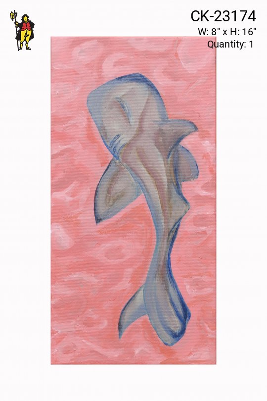 Cleared Canvas Pink and Blue Shark Painting