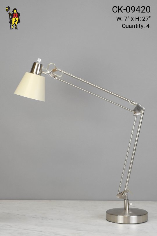 Silver Adjustable Desk Lamp w/Beige Shade