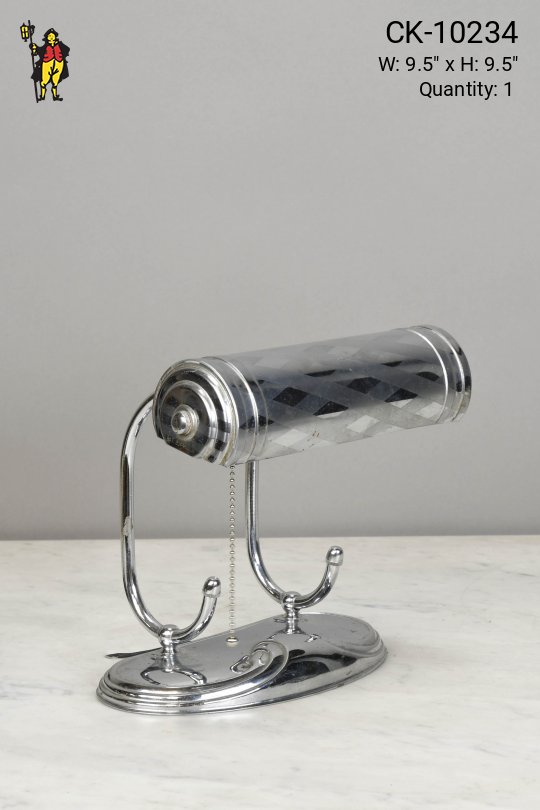 Polished Nickel Patterned Desk Lamp
