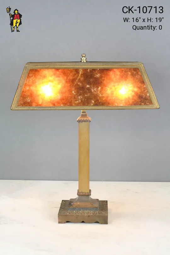 Mica Shaded Brass Desk Lamp