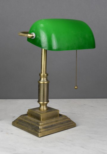 Green Shaded Brass Banker's Lamp