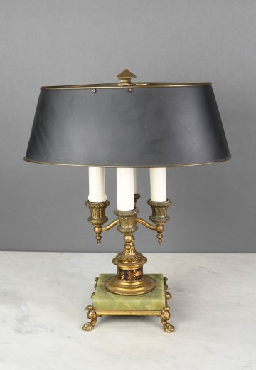 Four Candle Bouliette Style Metal Shaded Table Lamp