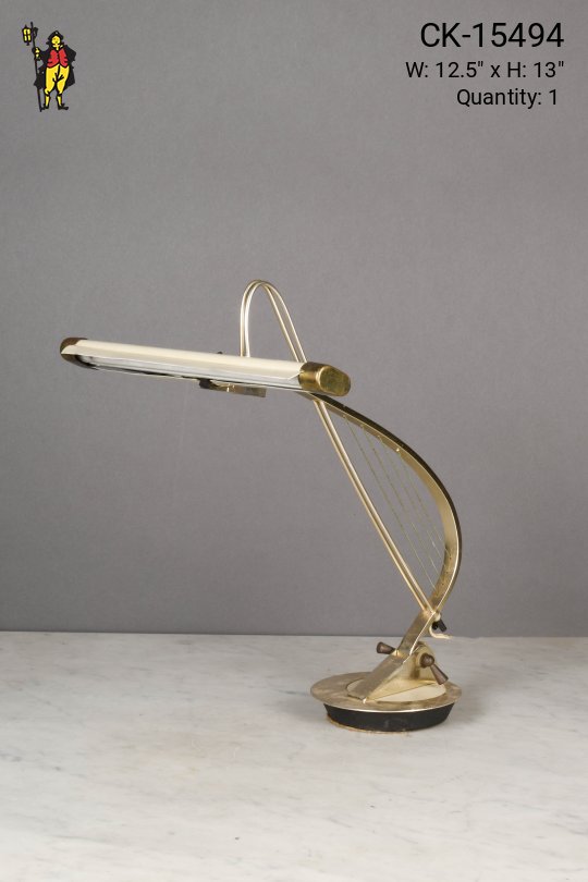 White & Brass Mid Century Desk Lamp