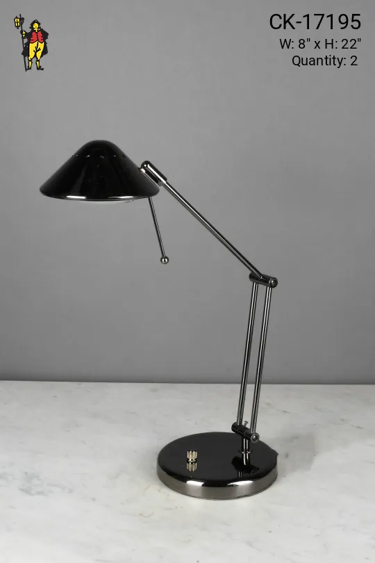 Polished Dark Chrome Modern Halogen Desk Lamp
