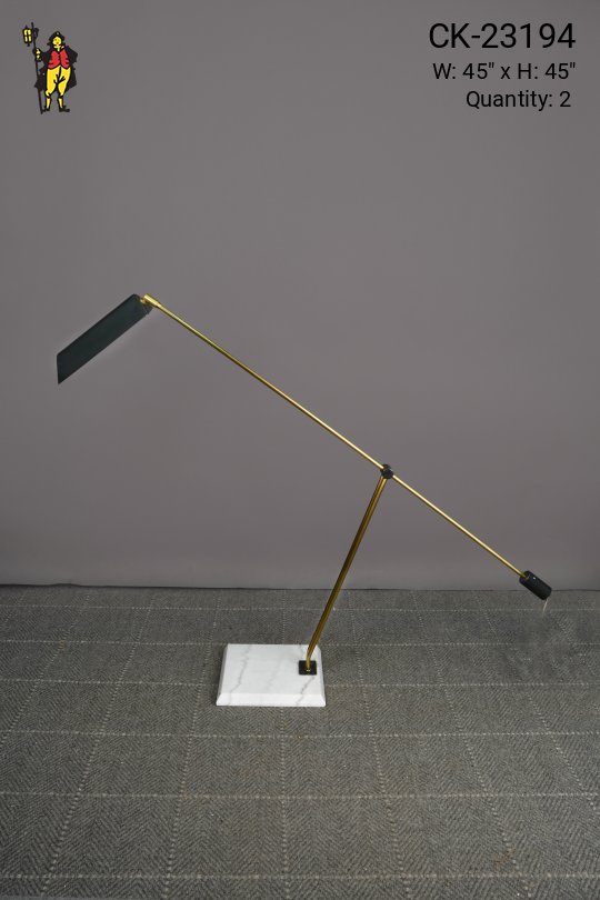 Brass & Black Adjustable Oversize Desk Lamp w/Marble Style Base
