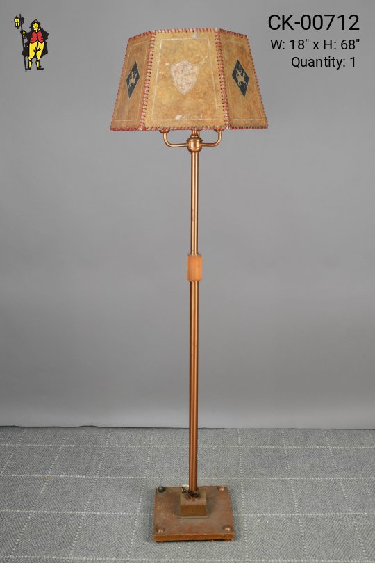 Three Candle Floor Lamp w/Etched Mica Lampshade