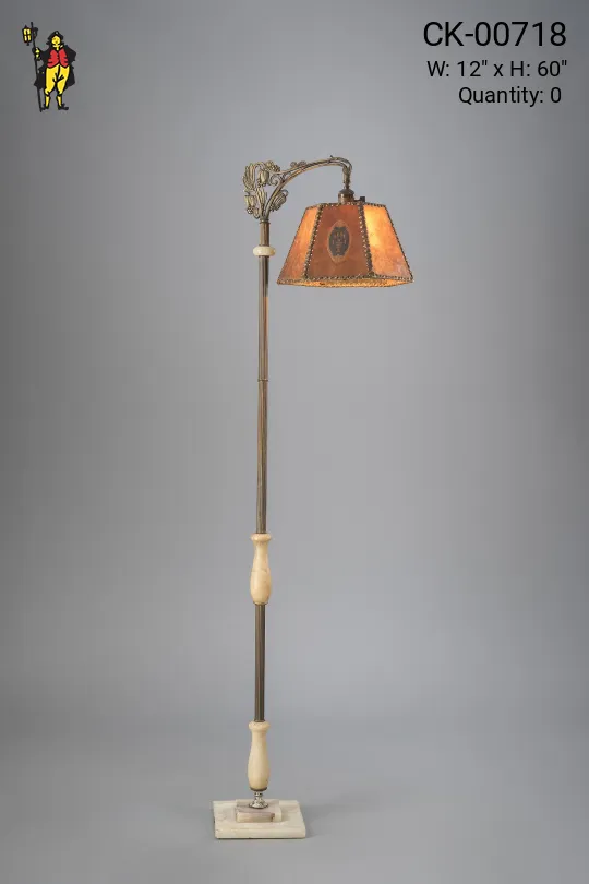 Bridge Floor Lamp w/Amber Mica Lampshade