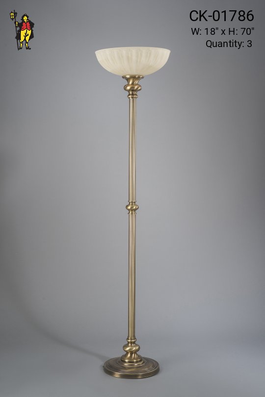 Glass Shaded Brass Torchiere