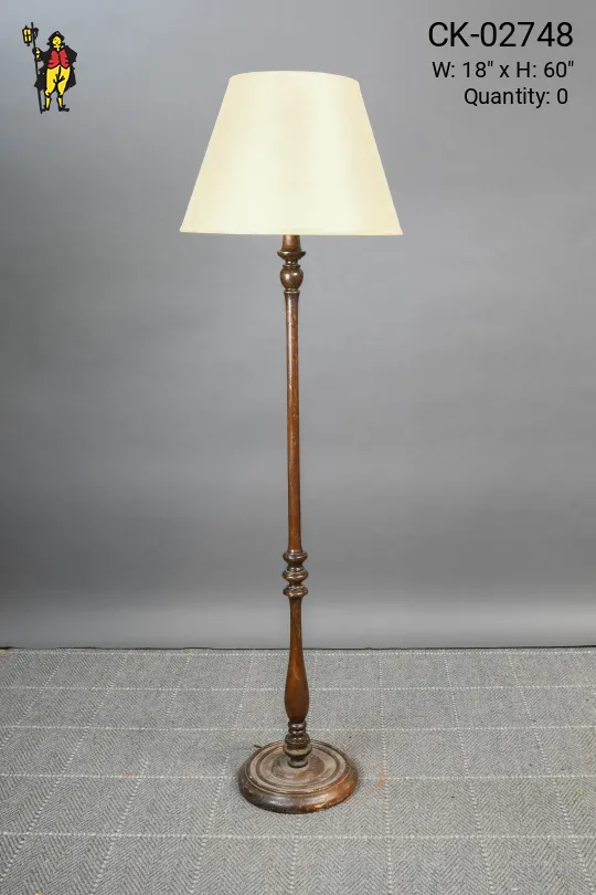 Rustic Wooden Pole Floor Lamp