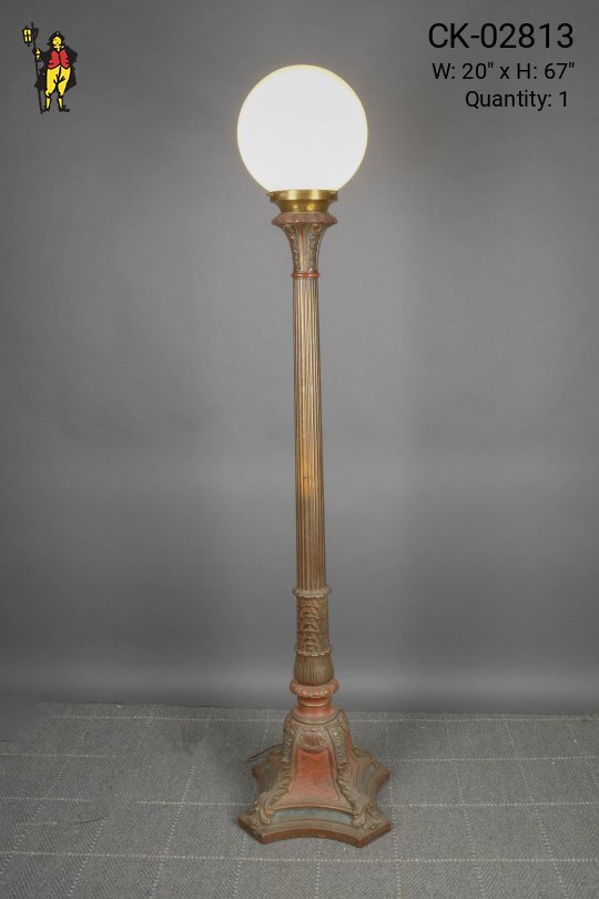 Wooden Column Floor Lamp w/Globe or Torchiere Shade