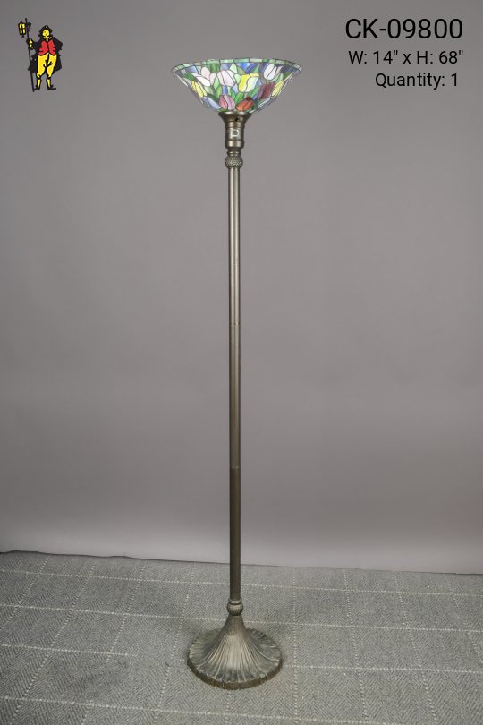 Floral Art Glass Torchiere