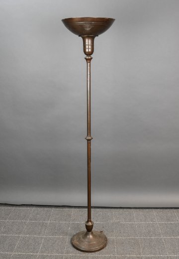 Bronze Metal Shaded Round Torchiere