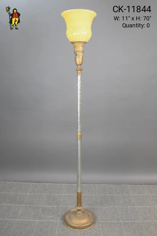 Mid Century Crystal & Brass Torchiere