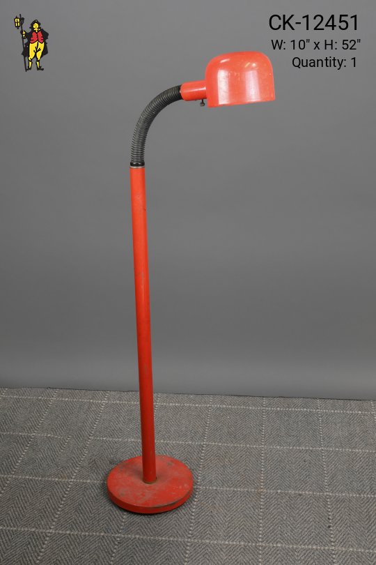 Red Post Modern Gooseneck Reading Floor Lamp