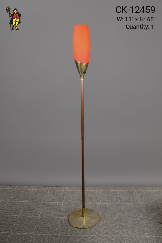 Mid Century Red Glass Shaded Torchiere