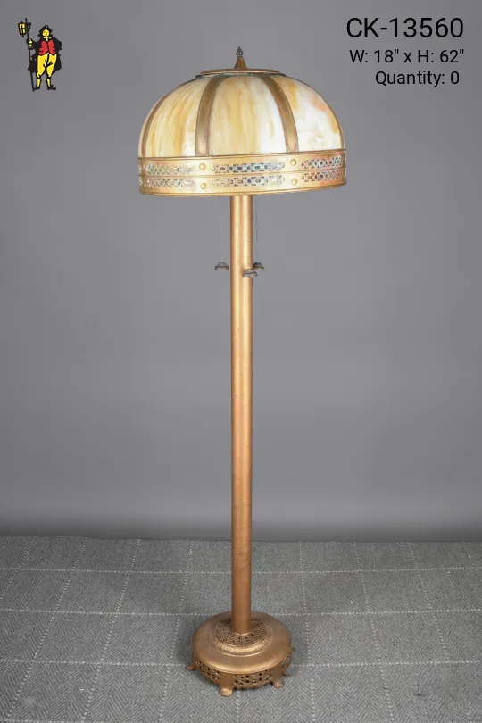 Slag Glass Shaded Floor Lamp