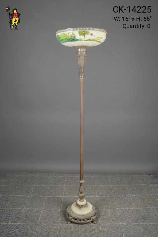 Antique Brass & Marble Torchiere