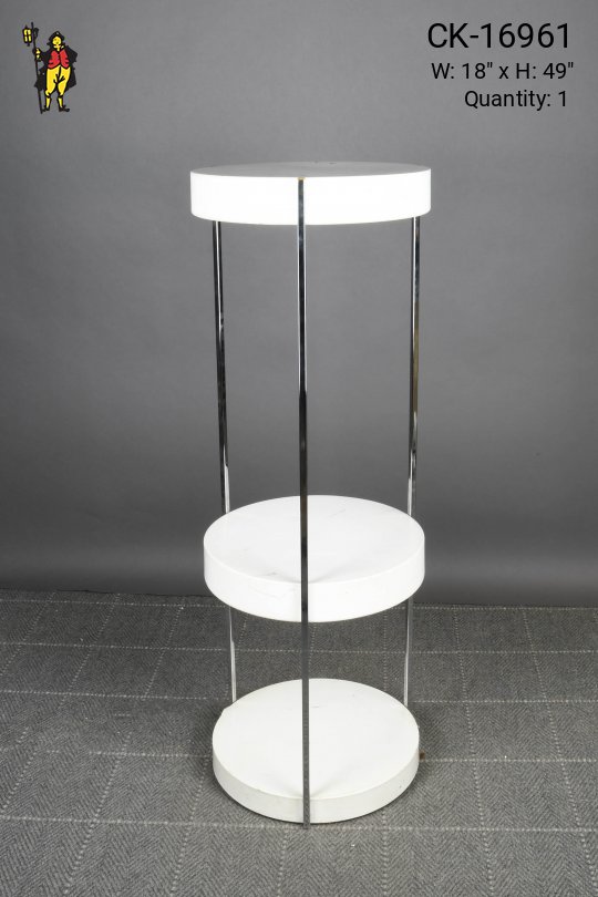 White & Nickel Three Shelf Floor Lamp