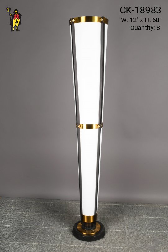 Fabric Shaded Brass & Black Torchiere