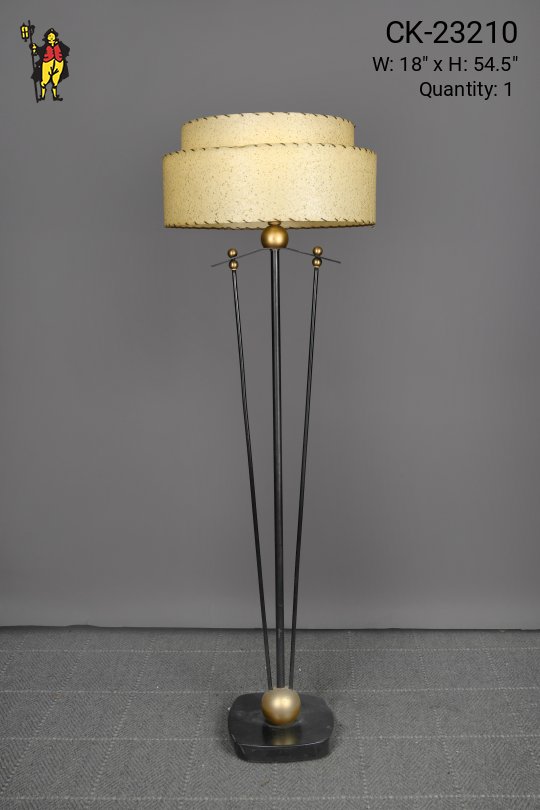 Black Mid Century Floor Lamp w/Brass Accents