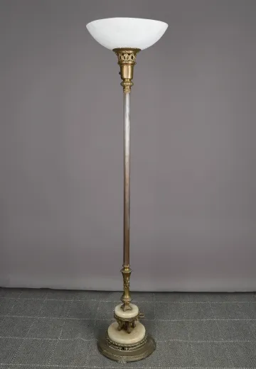 Antique Brass & Marble Torchiere