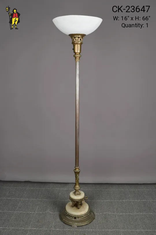 Antique Brass & Marble Torchiere