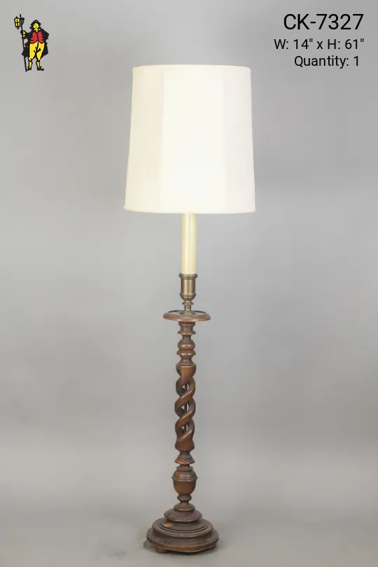 Wooden Single Candle Floor Lamp