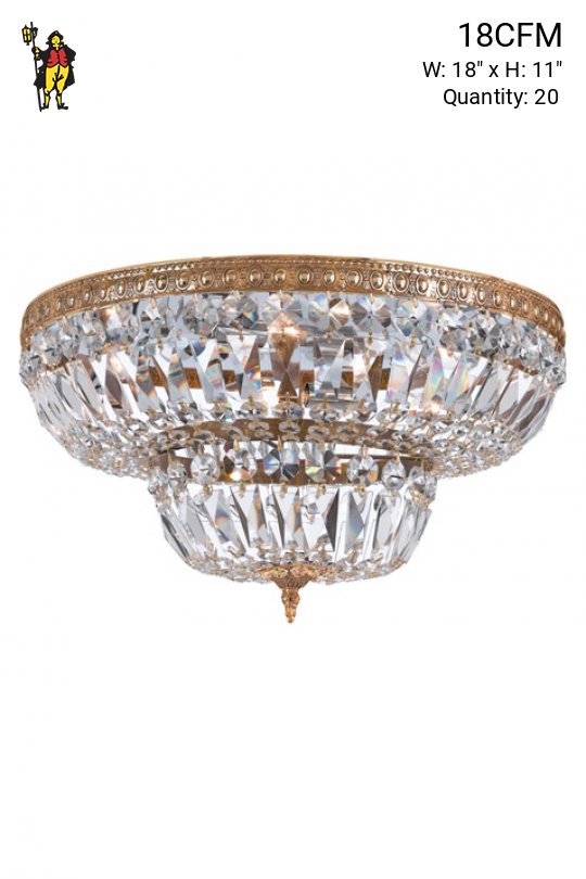 18" Cut Crystal & Brass Ceiling Mount Fixture