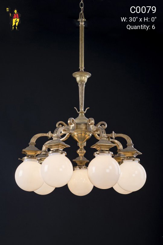 Seven Arm Chandelier w/Opal Ball Globes