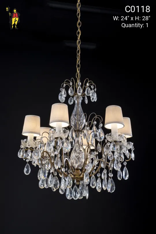 Brass & Crystal Chandelier