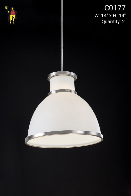 Contemporary Milk Glass Dome Pendent