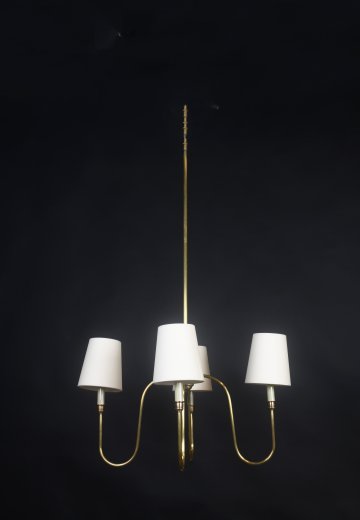 Three Candle Brass Chandelier