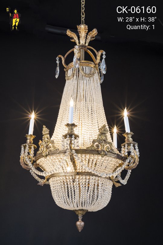 Ten Light Empire Crystal Basket Chandelier