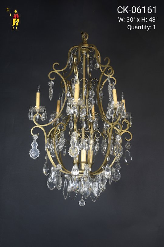 Victorian Style Crystal & Brass Chandelier