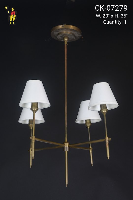 Modern Brass Four Light Chandelier
