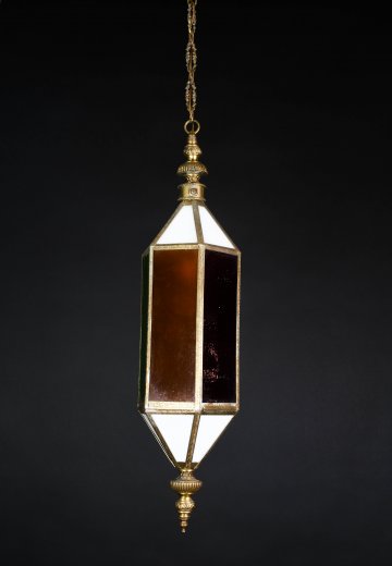 Deco Red & White Glass Hanging Lantern